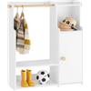 SoBuy Armadio Cameretta Armadio Bambini con 4 Ripiani e 2 Ganci Laterali Guardaroba con Appendiabiti per Bambini Bianco 94x35x110cm KMB110-W