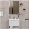 ZIK - Mobile Bagno con Lavabo e Specchio Moderno, Lavandino Bagno con Mobiletto in Legno e Ceramica, Mobile Sospeso con Finiture Eleganti e Cassetto e Vano Salvaspazio (Bianco 60 cm)