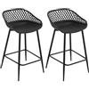 WOLTU Sgabelli da Bar Set di 2, Sgabello Cucina Esterno 64.5cm con Poggiapiedi e Schienale, per Isola Cucina, Colazione, Seduta in Plastica, Neri