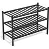 BAM BOO BOX Scarpiera in Legno Bambù 3 Ripiani - Porta Scarpe Salvaspazio Ingresso Slim 68x28x46 cm - Scarpiera Portascarpe Componibile Stretta Verticale - Mobile Scarpiera Piccola Modulare (Nero)
