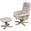 Mendler Poltrona Relax reclinabile Girevole M56 Ecopelle con poggiapiedi - Avorio