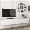 [en.casa] Mobile TV da Parete con 3 Ante a Ribalta Mensola Porta TV 180 x 31 x 29,5 cm Armadietto Pensile - Bianco