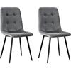 JIJIAN Set di 2 Sedie da Pranzo in Velluto, Sedie da Cucina Moderne Imbottite con Gambe in Metallo Nero, Design a Quadri, per Sala da Pranzo e Cucina, Grigio Scuro