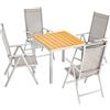 Casaria Tavolo e Sedie da Giardino Alluminio 4 Seggiole Pieghevoli 1 Tavolo WPC 80x80 Color Legno