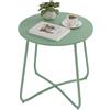 eSituro Tavolo da Giardino, Tavolino da Divano, Tavolino Salotto Rotondo, Tavolino da Balcone, per Interni ed Esterni, Terrazzo, Soggiorno, in Metallo,Verde, Ø48xH45 cm