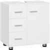 EUGAD Mobile da Bagno Sottolavello, Mobile con 3 Cassetti e 2 Livelli, per Lavabo da Bagno Bianco, Legno Ingegnerizzato, con Ritaglio Per Sifone D17,5xL10 cm