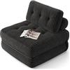 Xbro Divano Letto Singolo 2 in 1 Pieghevole in Velluto a Coste Salvaspazio, Poltrona Letto per Monolocale e Camera Ospiti, 85x170 cm, Grigio Scuro