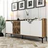 Dmora - Consolle Deneb, Credenza da soggiorno, Armadio basso per TV, Base parete attrezzata, 180x35 h78 cm, Noce e Bianco
