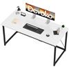 Devoko Scrivania per computer da 140 cm, stabile, dal design moderno e semplice, per ufficio, home office, con supporto per cuffie, scomparto per oggetti, bianco