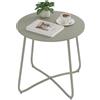 eSituro Tavolo da Giardino, Tavolino da Divano, Tavolino Salotto Rotondo, Tavolino da Balcone, per Interni ed Esterni, Terrazzo, Soggiorno, in Metallo, Grigio, Ø48xH45 cm