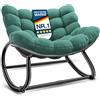 KESSER® Sedia a dondolo XXL per esterni, ergonomica, con imbottitura, per interni ed esterni, per giardino, balcone, sedia da giardino resistente alle intemperie, antiscivolo, fino a 150 kg, verde