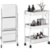 MAGIC SELECT Carrello da cucina ausiliario. Carrello Pieghevole per Fruttivendolo, Multiuso. Mensola da cucina con ruote. Carrello di servizio con 3 livelli di stoccaggio per la casa, il bagno.