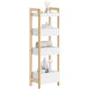 SoBuy Mobiletto Bagno Salvaspazio Stretto con 4 Ripiani - Mobile Bagno Salvaspazio 20 cm Larghezza Scaffale per WC e Lavanderia in Legno Bianco et Naturale FRG226-H-WN