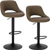 EUGAD 2x Sgabelli da Bar Cucina Sedia Alta da Sala Pranzo in Simipelle Regolabile e Girevole a 360° con Schienale Poggiapiedi Marrone scuro 0668BY-2