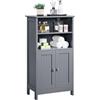 Yaheetech Mobile da Bagno Armadietto da Terra Autoportante Mobiletto da Pavimento con 2 Ante Ripiano Regolabile Armadio D'archivio Multiuso da Soggiorno Cucina 92,5 x 50 x 30 cm Grigio Scuro