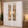 Dmora Guardaroba Grande Iwakura 160x205h cm Bianco 9 Ripiani Appendiabiti, Armadio Camera da Letto Apertura Battente e Scorrevole