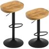 WOLTU Sgabelli da Bar Set di 2, per Colazione in Legno Massiccio, Sgabelli Cucina a Sella, Altezza Regolabile, Sgabelli Girevoli a 360° con Poggiapiedi, legno scuro,BH413dc-2