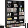 tectake® Scaffale Verticale per CD/DVD, 18 Ripiani Regolabili, Costruzione Stabile in MDF, Supporto Anticaduta, Bianco Opaco, 105,5 x 19 x 136,5 cm, Per Archivio Libri e Documenti - Nero