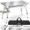tectake® Tavolo da Esterno 90x52x47-70 cm, Tavolo Pieghevole, Struttura in Alluminio, Rete portaoggetti, Borsa da Trasporto e Maniglia, Gambe Regolabili, per Spiaggia, Campeggio, Giardino - Argento