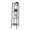eSituro Scaffale Libreria a Scala Scaffale Porta oggetti in Acciaio Legno 4 Ripiani Design Industriale Scaffalatura Multifunzionale per Cucina Soggiorno Rovere Chiaro+Nero SSTR0021