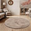 Paco Home Tappeto a Pelo Lungo Shaggy Morbido per Soggiorno e Camera da Letto Finto Pelliccia Moderna e Soffice Monocolore, Dimensione:Ø 200 cm tondo, Colore:Beige