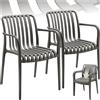 tectake®, Set da 2 sedie da giardino impilabili, sedia giardino esterno in plastica, sedie da esterno, terrazzo, sedie polipropilene, poltrone moderne, cucina, mobili da esterno - Antracite