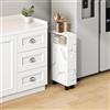 [en.casa] Mobile da Bagno Stretto a Rotelle con 2 Cassetti e Scomparto Aperto Armadietto Estraibile Multiuso per Cucina Lavanderia Ufficio 66 x 15 x 33 cm - Effetto Marmo Bianco