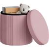 WOLTU Sgabello pouf pieghevole, pouf da 30 l, sgabello poggiapiedi in velluto per letto e divano, φ38 x 36 cm, rosa chiaro