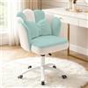 HDHNBA Sedia Vanity Velluto Petalo - Sedia da Scrivania Moderna Imbottita e Trapuntata con Schienale,Sedia da Ufficio Regolabile in Altezza per Camera da Letto e Soggiorno(Blu e Bianco)
