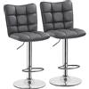 Yaheetech 2 Sgabelli Bar Alti Regolabili in Similpelle con Schienale Girevole 360° Altezza Regolabile Set Sgabelli Penisola Cucina Design Moderno Grigio