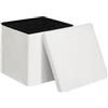 WOLTU Pouf Contenitore Quadrato, Poggiapiedi Divano Pieghevole, in Tessuto Teddy e MDF, per Ingresso, Soggiorno, Camera da Letto, 38x38x37 cm, Bianco