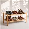 BAM BOO BOX Scarpiera in Legno Bambù 2 Ripiani - Porta Scarpe Salvaspazio Ingresso Slim 68x28x32 cm - Scarpiera Portascarpe Componibile Stretta Verticale - Mobile Scarpiera Piccola Modulare (Bambù)