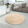 Paco Home Tappeto a Pelo Lungo Shaggy Morbido per Soggiorno e Camera da Letto Finto Pelliccia Moderna e Soffice Monocolore, Dimensione:Ø 160 cm tondo, Colore:Sable