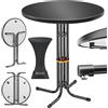 KESSER® Tavolo da bar pieghevole Gastro| Piano in acciaio inox verniciato a polvere | Piedini regolabili in altezza | Tavolo da festa Ø 80 cm | Interno ed esterno con copertura nera