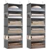 SONGMICS Portaoggetti da Appendere, Set di 2, Organizer Armadio, Divisibile, Pieghevole, Ganci in Metallo e Inserti in Bambù, Grigio Tortora RCH008G01