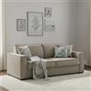 Dmora Talamo Italia - Divano letto 2 posti Abigail, Sofà Soggiorno apertura girevole, Tessuto imbottito, Braccioli standard, 100% Made in Italy, Cm 200x95h90, Tortora
