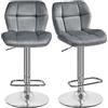 Yaheetech Set 2 Sgabelli Bar Alti Cucina Moderni Design in Velluto con Schienale Girevole 360° Altezza Regolabile da Penisola Grigio Scuro