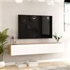 [en.casa] Mobile TV da Parete Armadio a Muro con Ante a Ribalta Consolle Pensile Stand Multimediale Larghezza 180 cm - Rovere Rustico/Bianco