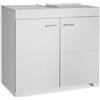 tectake® Mobiletto Sottolavabo Bagno, 2 Ripiani Spaziosi, Mobile da Bagno con Ante e Maniglie in Metallo, Mobile per Bagno dal Design Moderno, Capacità di Carico 35 kg - Bianco