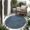 Paco Home Tappeto Per Esterno Balcone Terrazza Tappeto Cucina Monocolore Mélange, Dimensione:80 cm tondo, Colore:Blu