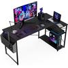 BEXEVUE Scrivania ad Angolo Computer - 120x70 cm Scrivania a Forma L Ripiani Portaoggetti, Tavolino Angolare Reversibile, Scrivania Gaming Gamer Informatica, Studio Gioco Lavoro Casa Camera da Letto
