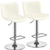 Yaheetech Set di 2 Sgabelli da Bar Moderni Design Alti con Schienale in Simipelle Sedie da Cucina Altezza Regolabile Poggiapiedi Girevole Sala da Pranzo Bianco