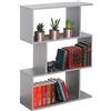 RICOO Libreria scaffale 97 x 70 x 25 cm WM072-PL Scaffalatura con 3 ripiani Grigio