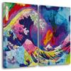 Giallobus - Quadri Grande Formato XXL - Pop Art - La Grande Onda Kanagawa - Tela Canvas - 144x100cm | 2pcs. x 70x100cm - Pronto da Appendere - Quadri Moderni per la casa