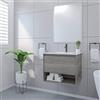 ZIK - Mobile Bagno con Lavabo e Specchio Moderno, Lavandino Bagno con Mobiletto in Legno e Ceramica, Mobile Sospeso con Finiture Eleganti e Cassetto e Vano Salvaspazio (Grigio Rovere 60cm.)