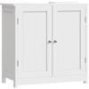 WOLTU Mobile Sottolavabo per Bagno Mobiletto a Terra Sottolavandino Armadietto Bianco a Due Ante con Ripiani in MDF