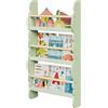 WOLTU Libreria da Parete per Bambini, Piccola Libreria Frontale a 3 Ripiani in Legno, Scaffale Porta Libri a Muro per Cameretta, Viaggio nella Foresta, Verde, 42,5x14,5x80 cm