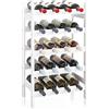 SMIBUY Portabottiglie in bambù, Portabottiglie da 20 Bottiglie, Scaffali a 5 Livelli per Cucina, Dispensa, Cantina, Bar (Bianco)