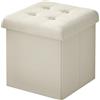 WOLTU Pouf con Contenitore, Puffo Pieghevole con Coperchio, Poggiapiedi Divano, Cubo Seduta con Ripiano, per Soggiorno o Camera da Letto, 30x30x30 cm, Crema