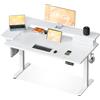 OffiGo Scrivania Regolabile in Altezza, 120x60 cm Scrivania Elettrica con L forma Supporto per Monitor, Standing Desk con Cassetto, Ergonomica Table Motorizzata con USB, Bianca
